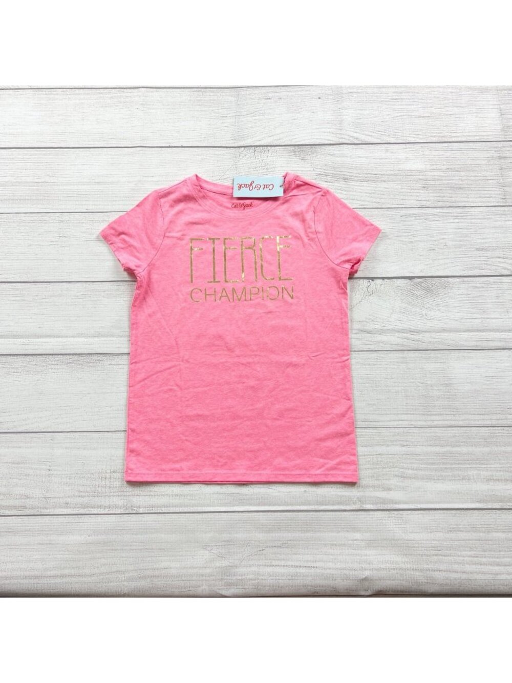 Cat & Jack Girls Fierce Champion Pink Graphic T-Shirt Short Sleeve NWT S 6-6X - Picture 1 of 3